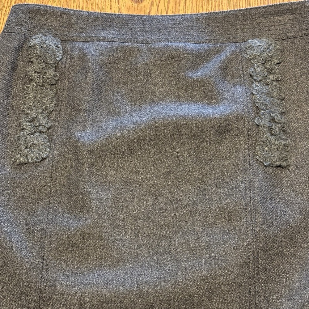 Blumarine Gray Wool Cashmere Pencil Skirt Sz 8 Italy Button Fan Back‎ Lined - Picture 3 of 11